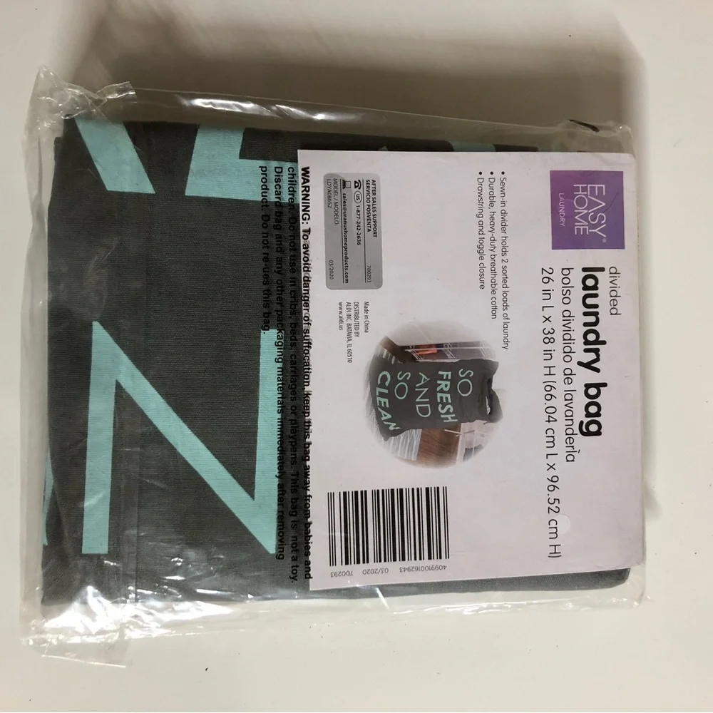 NIB easy home divided laundry bag 26 in L x 38 in H